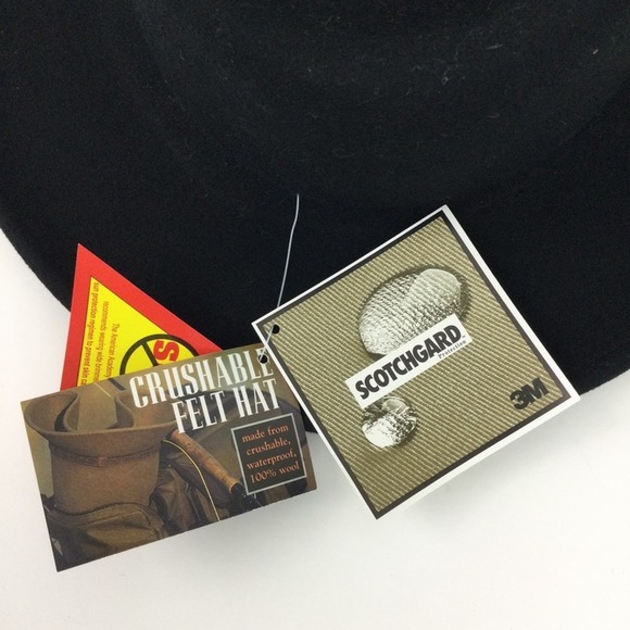 Vintage black 100% wool crushable hat bling cross boho western adult medium - Picture 8 of 13